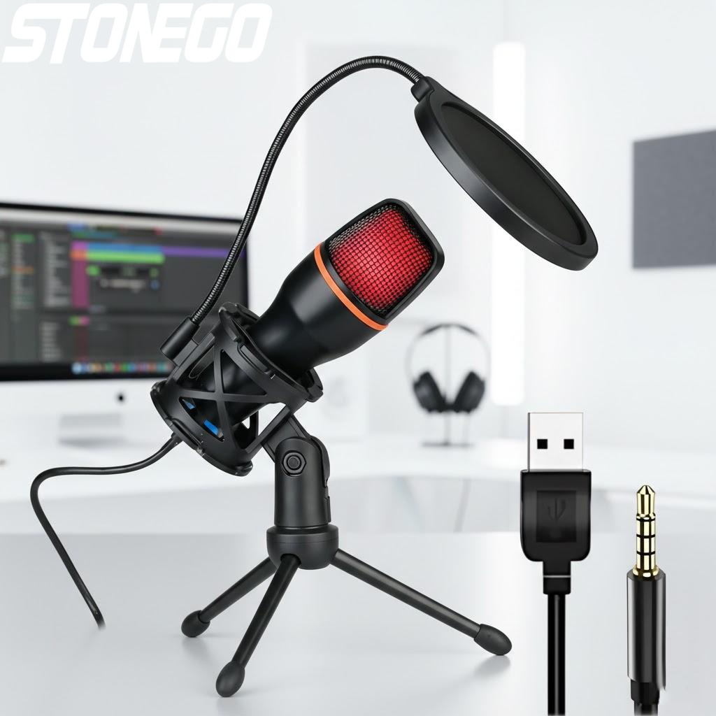 Pc Gaming Youtuber - Professionele USB-condensatormicrofoonset met RGB-verlichting Statief voor