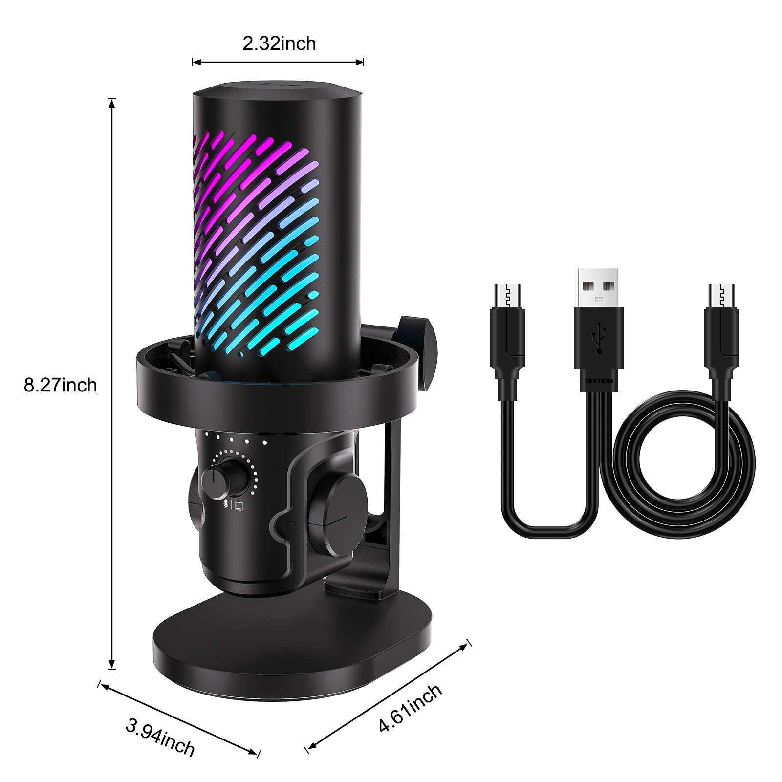 Pc Gaming Youtuber - Tenlamp CG1 RGB USB-streamingmicrofoon, professionele computercondensatormicrofoon