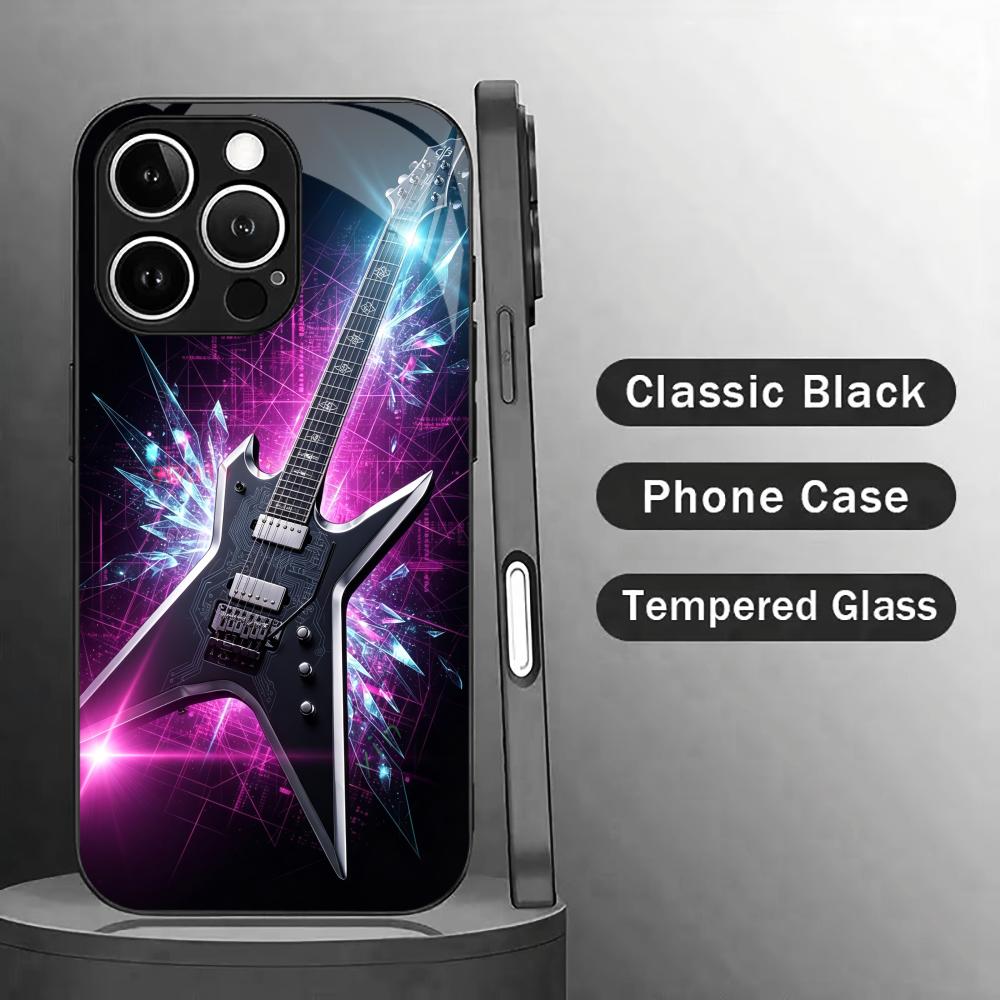 Pc Case Tempered Glass - Muzikaal gitaarpatroon Gehard HD-glas Modieus telefoonhoesje
