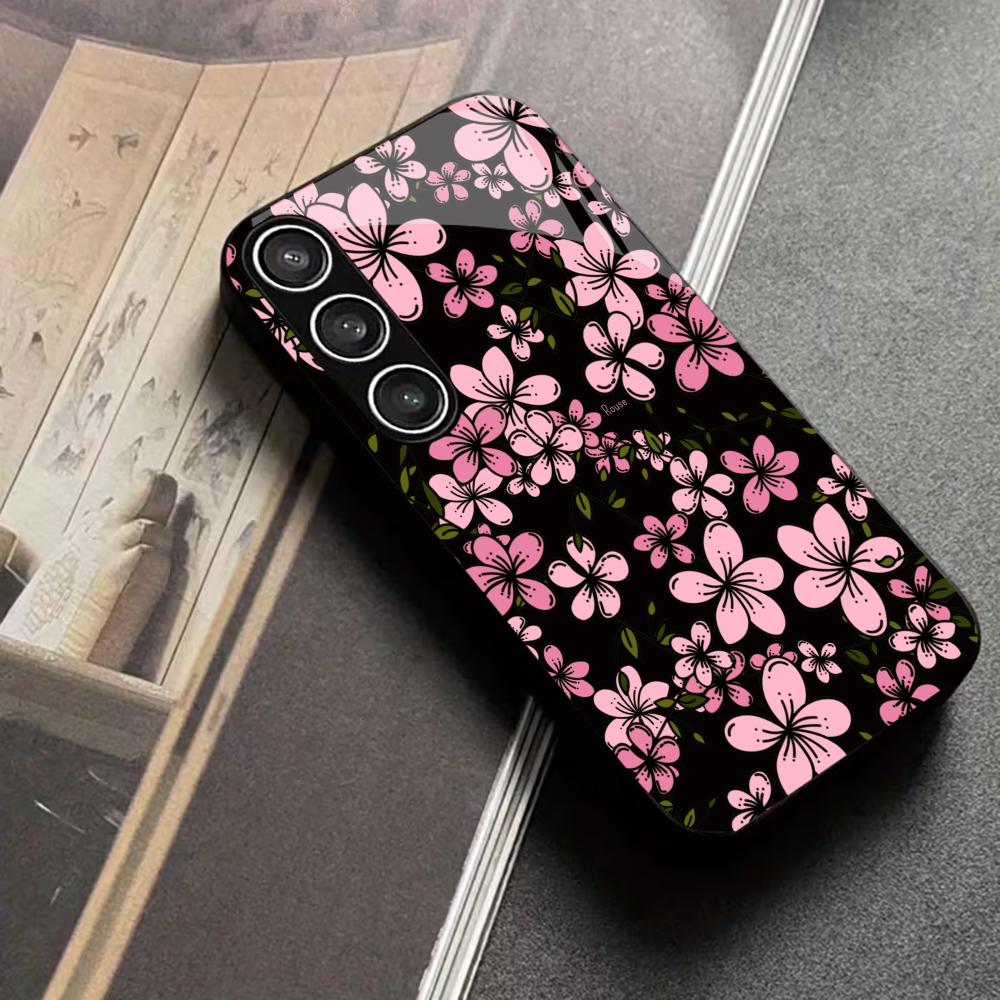 Pc Case Tempered Glass - Modieus dames-sakura gehard glas telefoonhoesje voor