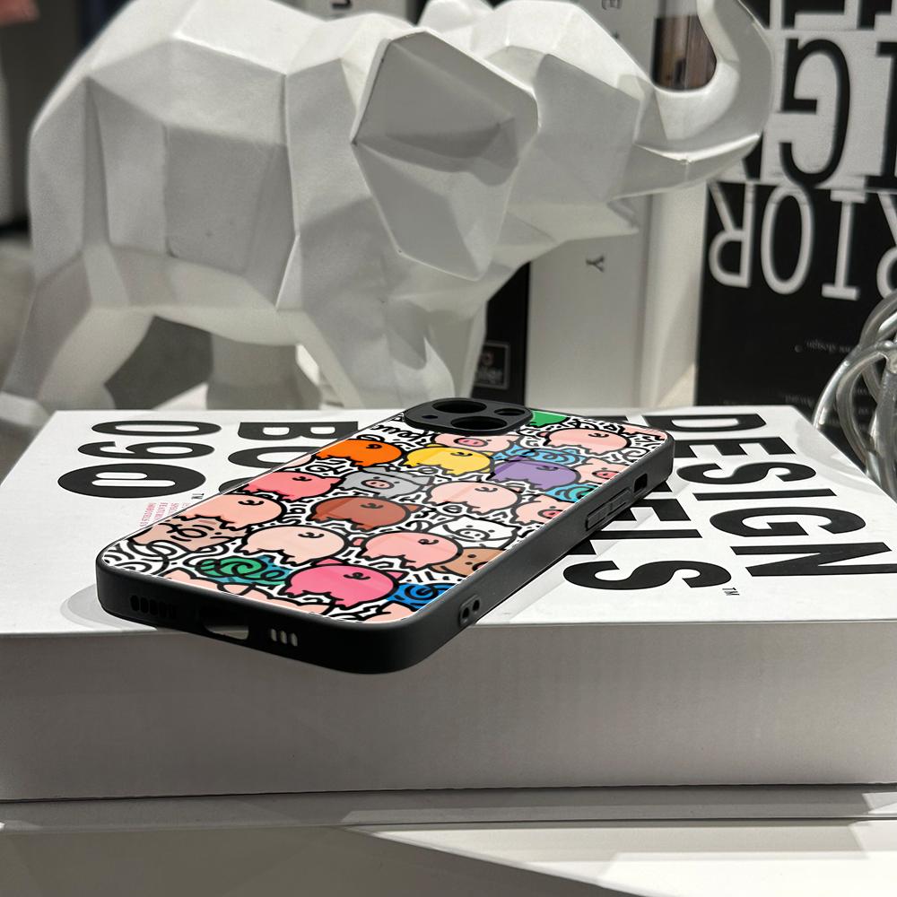 Schattig varkens-doodle telefo - Pc Case Tempered Glass recensie en prijs