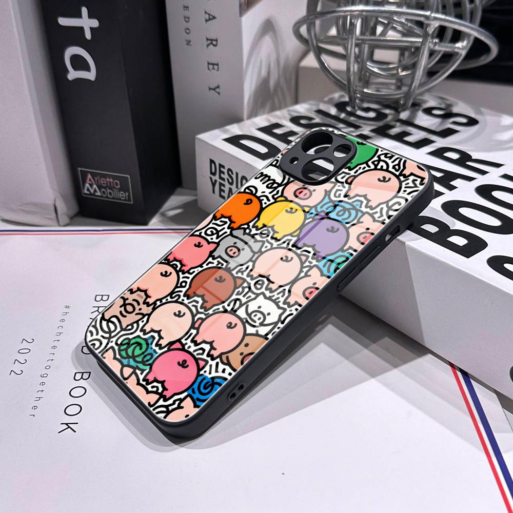 Schattig varkens-doodle telefo - Pc Case Tempered Glass recensie en prijs